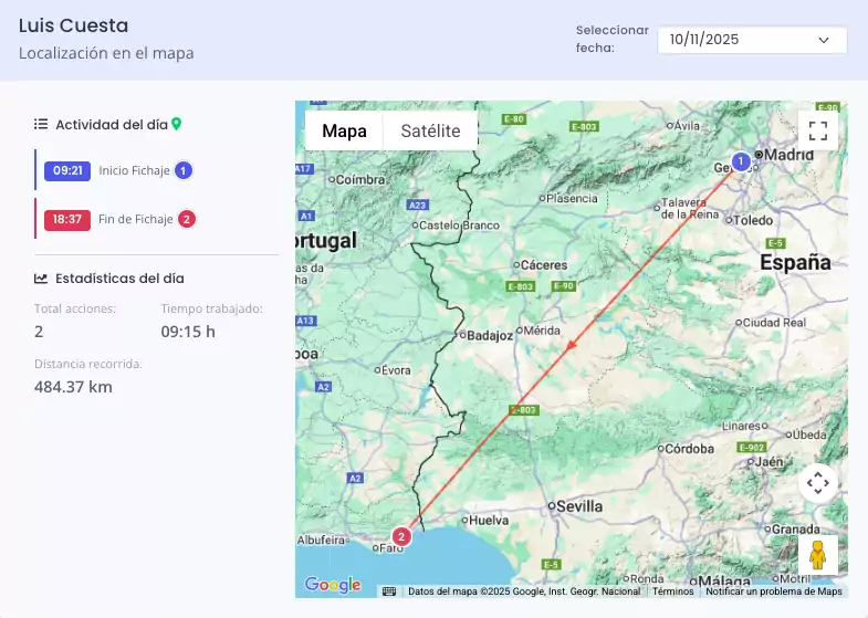 Registro de Geolocalización de los trabajadores