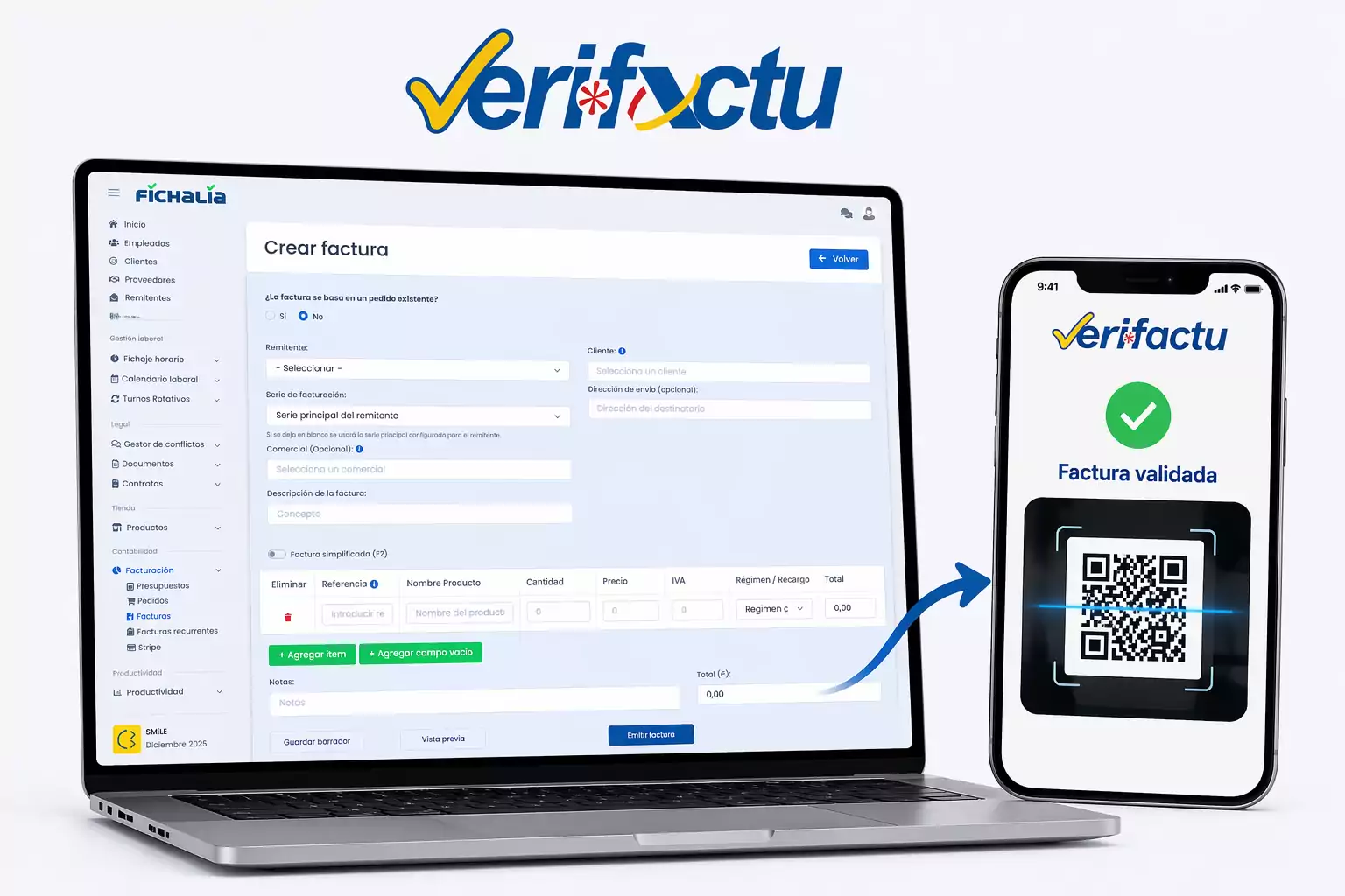 Verifactu, factura con fichalia
