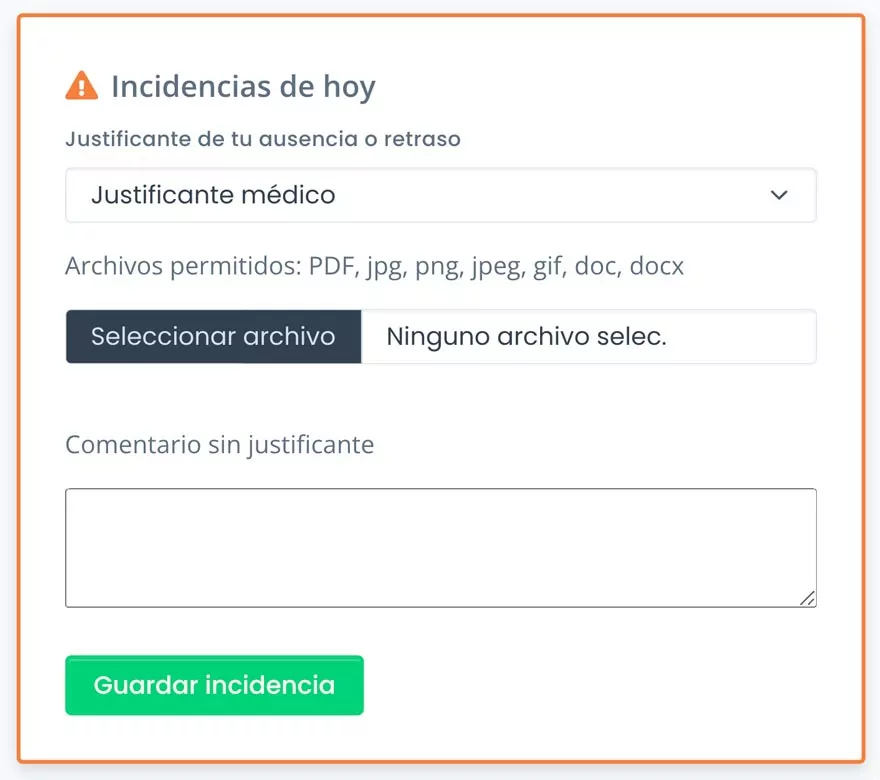 Adjuntar documento en baja laboral