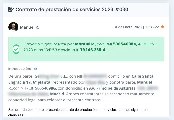 Contrato con firma digital