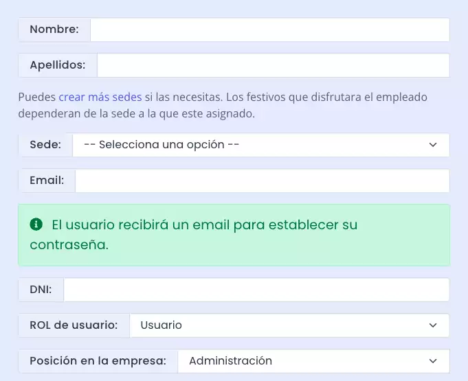 Crear un nuevo usuario para trabajadores