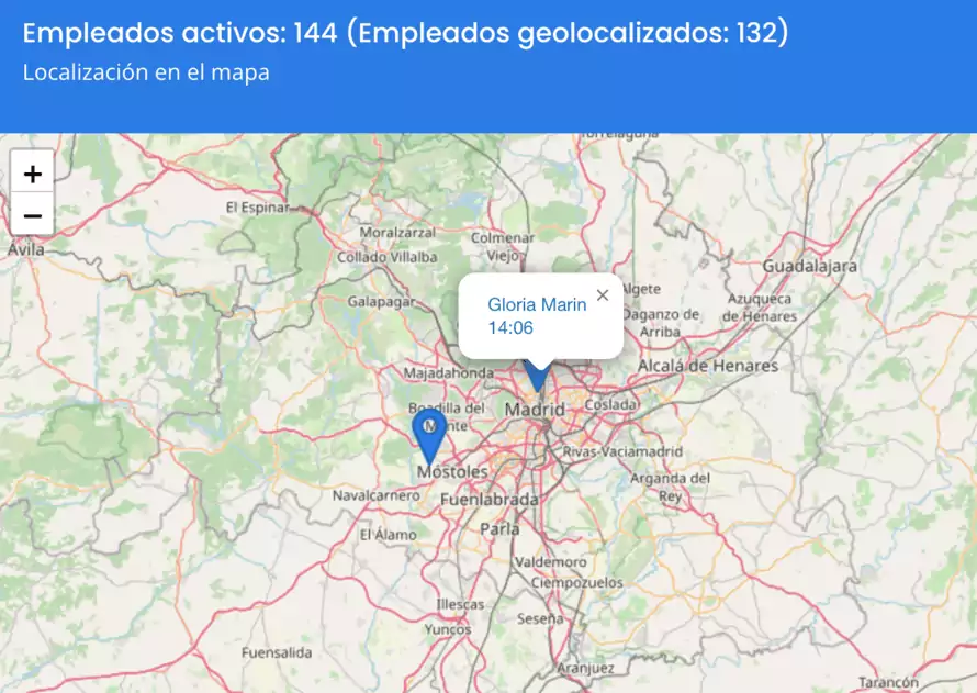 geolocalización en el mapa de los trabajadores